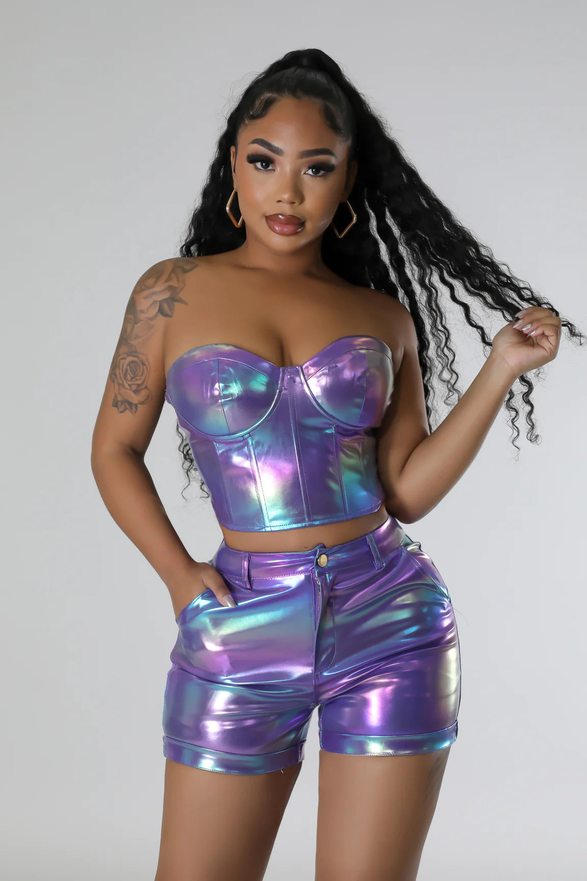 IRIDESCENT TWO PIECE SHORTS SET