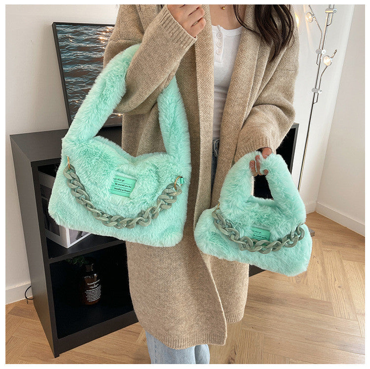 Chain plush purse