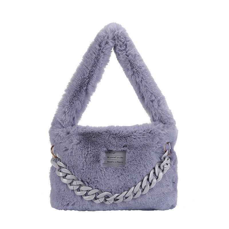 Chain plush purse